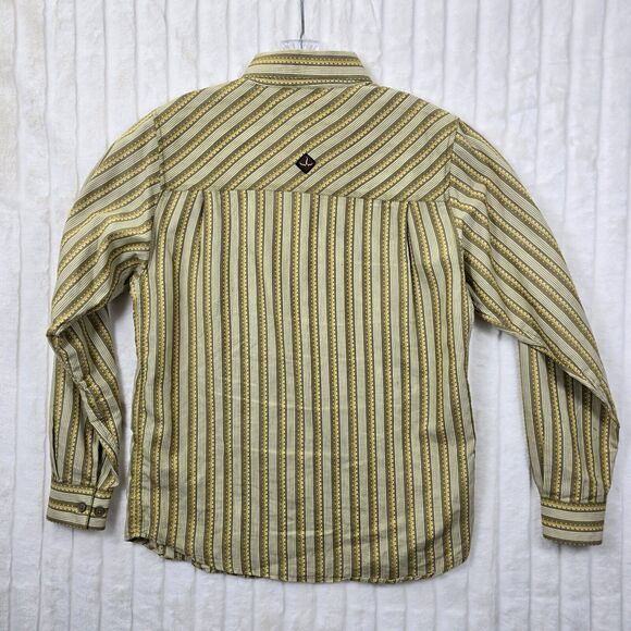Prana Shirt Men's Yellow/ Mustard Retro Stripe Long Sleeve Button Up Size S - Picture 7 of 13